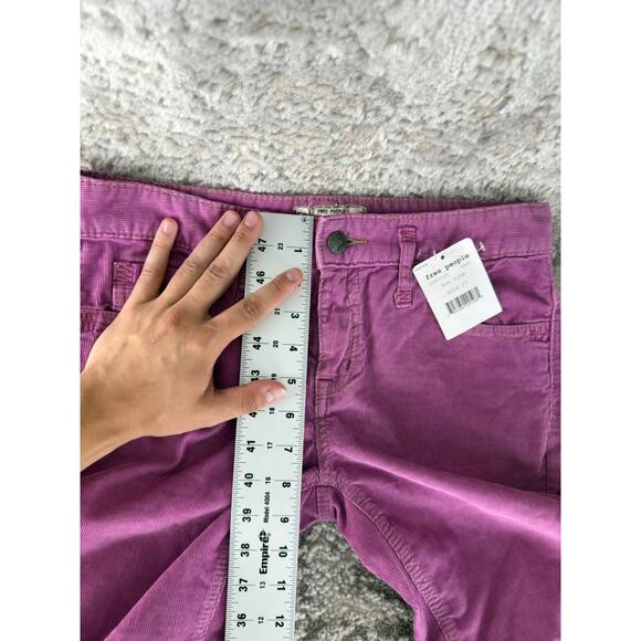 New Free People Sz 27 Corduroy Jean Purple Hot Rose Button Zip Straight Leg Pant - Picture 5 of 12